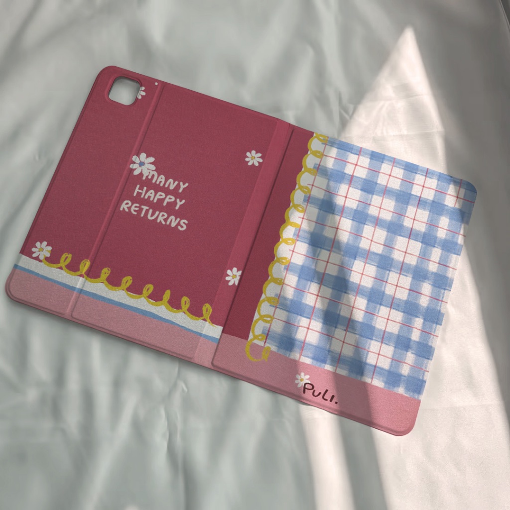 ออกให้ 24 ชม เคส iPad Gen9 Pro11 2024 ที่ใส่ปากกา สมุดบันทึกสีชมพู case iPad Air5 MINI7 Air6 Gen10