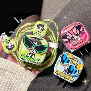 ชุดถนอมสายชาร์สำหรับ ไอโฟน ชุดเเต่งสาย สำหรับ สายชาร์จ 20วัต เคสหัวชาร์จ Adapter 20w กันสายหัก ลายการ์ตูน 35W