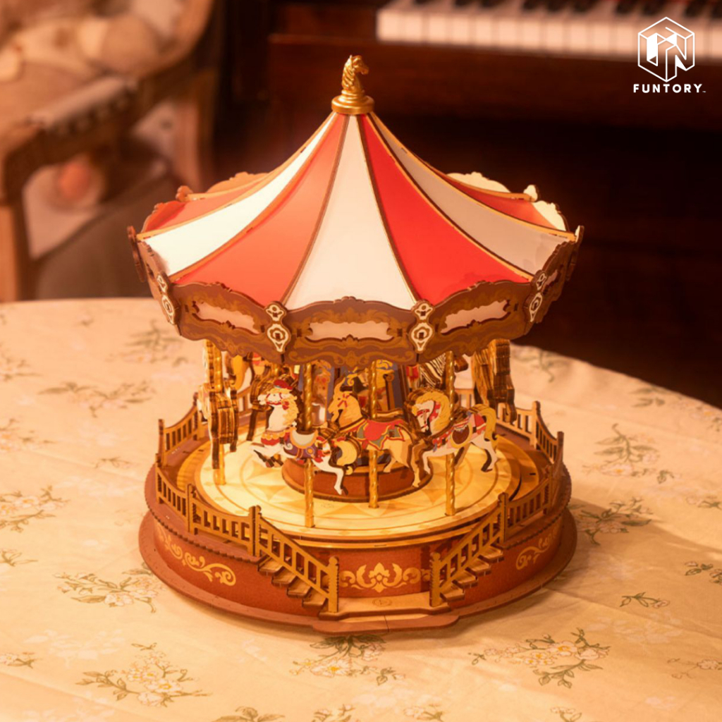 🎠 พร้อมส่ง EN.ver 🎠 กล่องดนตรี DIY ม้าหมุน Classic Carousel ของเล่น ของขวัญ ของแต่งบ้าน Rolife AMC01