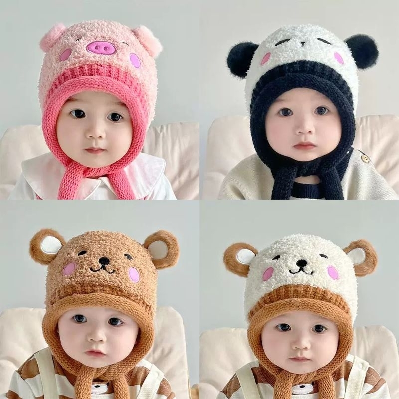 หมวก​เด็ก​ไหมพรม  นุ่มสบาย อ่อนโยนต่อผิวทารก🚚 [พร้อมส่ง]