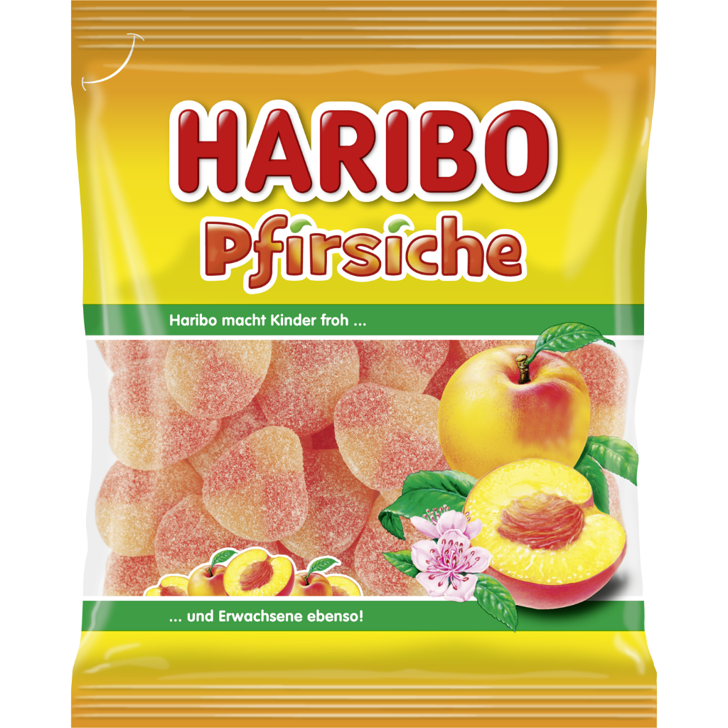 Haribo Pfirsiche (Peaches) 175g Soft, peach-flavored gummies ฮาริโบ พีช เยลลี่พีชนุ่มหวาน