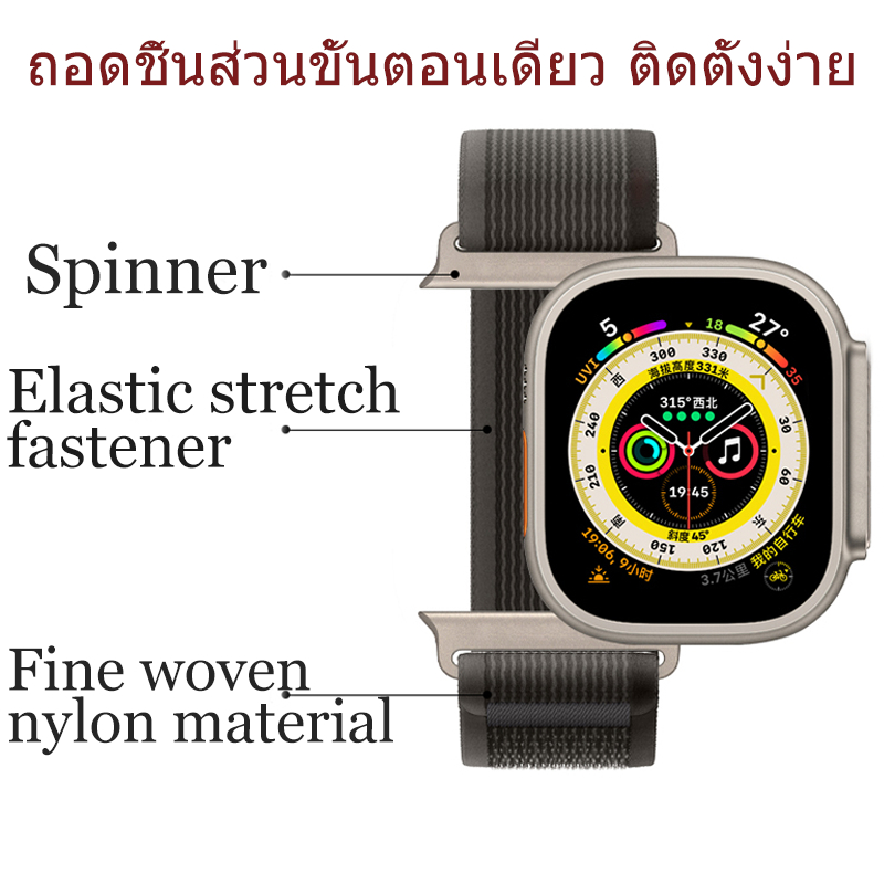 สายห่วงไนลอนป่าเหมาะสำหรับ i-Watch Series 10 42/46mm 9 8 7 6 5 SE Ultra กีฬาสายรัดระบายอากาศ 38mm.40.41.42m44.45mm