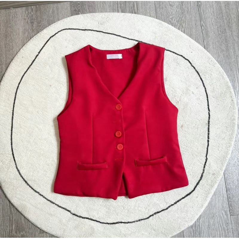 เสื้อกั๊กทรงเบเซอร์กระดุมจริง แบรนด์ Anona Story อก 35-39 นิ้ว (มือ2)