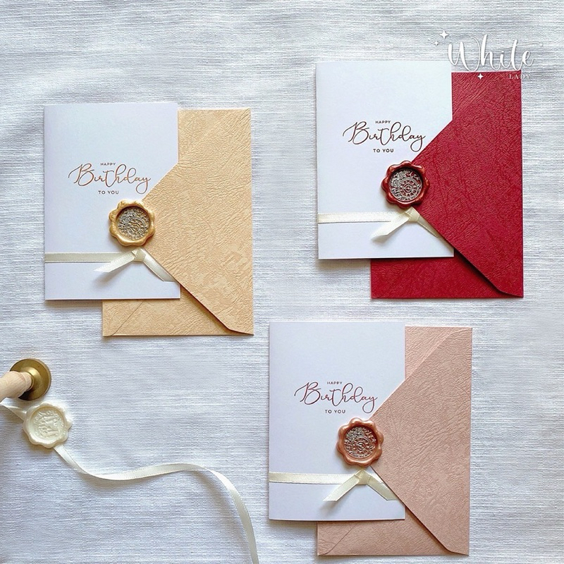 การ์ดอวยพรแฮนด์เมด เรียบแต่โก้  Handmade Card (ขนาด 10x14 cm) [ไม่รับพิมพ์ข้อความด้านในการ์ด]