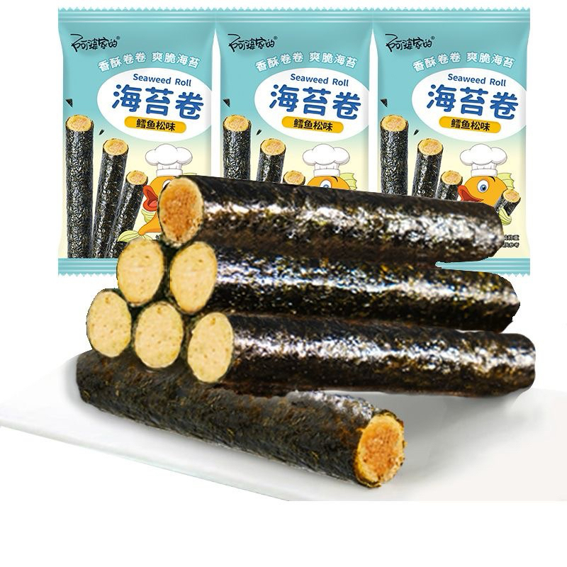 สาหร่ายม้วนย่างกรอบร้านลุงคังขนมสาหร่าย หมูหยอง บาร์บีคิว รสไข่เค็ม
