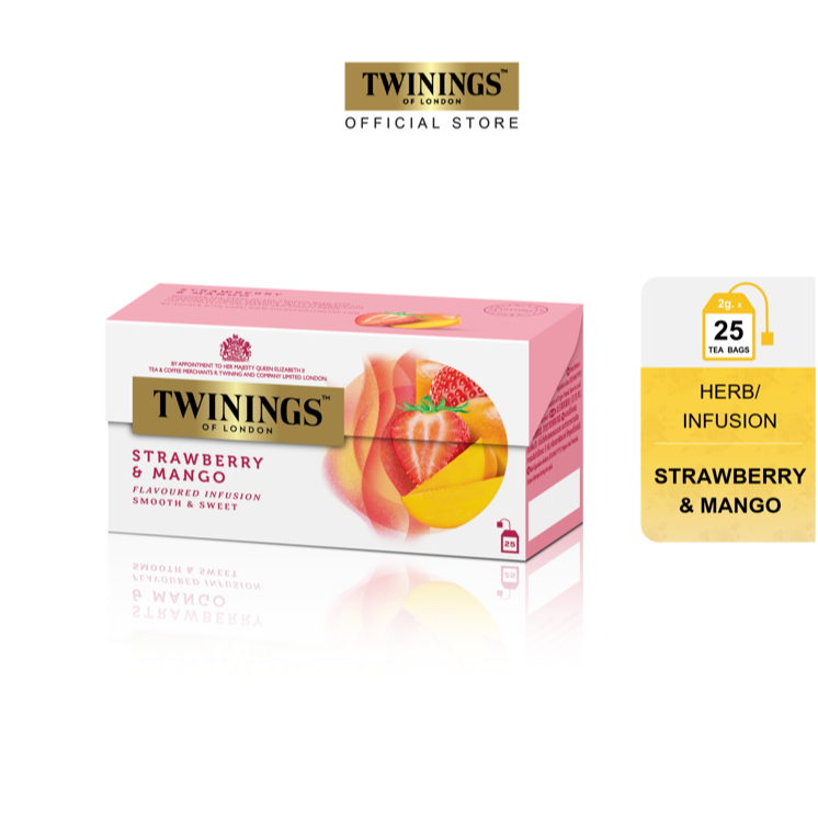 ทไวนิงส์ เครื่องดื่ม สตรอเบอร์รี่ แอนด์ แมงโก้ ชนิดซอง 2 กรัม แพ็ค 25 ซอง Twinings Strawberry & Mango 2 g. Pack 25 bags
