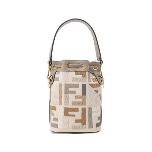 Fendi Women's Mon Tresor series ผ้าหนังมินิถังกระเป๋าถือกระเป๋าสะพาย crossbody