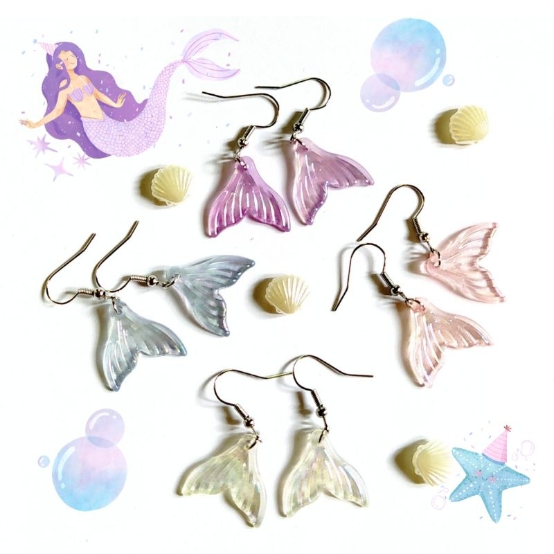 mermaid tail earrings 🌊🧜ต่างหูหางเงือกน่ารัก