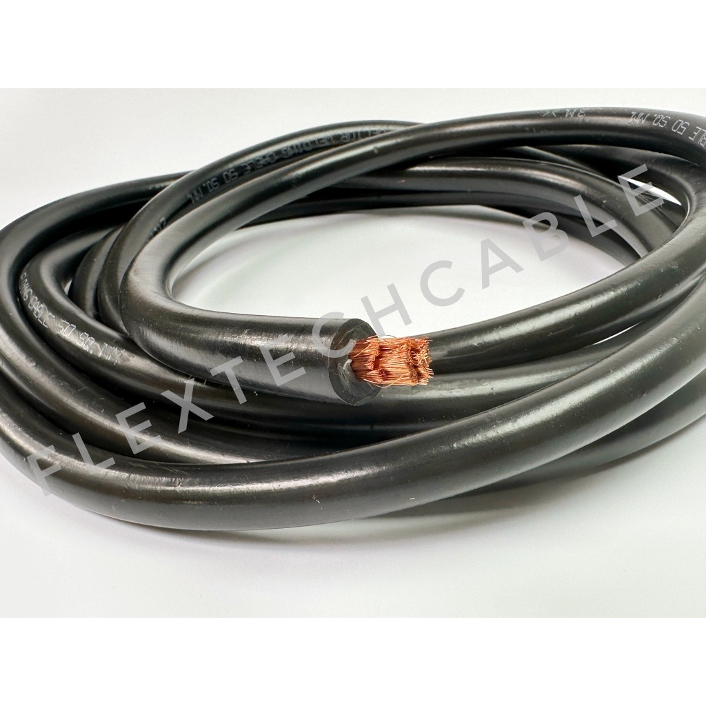 *รุ่นแนะนำ* สายเชื่อมทองแดงแท้อย่างดี ขนาด 50 sq.mm 1500/0.12 - สีดำ (Welding Cable)