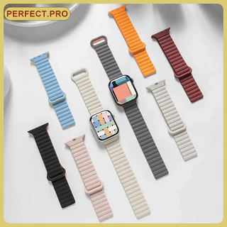 สายซิลิโคนแม่เหล็กกันน้ำ i-watch S10/11 46/42mm 9/8/7/6/5/4 สายแม่เหล็กสองสี 49mm38mm40mm41mm42mm44mm45mm