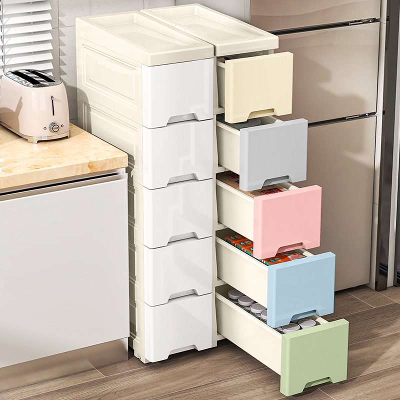 CONY ตู้เก็บของแบบลิ้นชักตามซอก ลิ้นชักเก็บของ ตู้เก็บของแบบหลายชั้น ขาว/มาการอง เพิ่มหนา มีล้อ