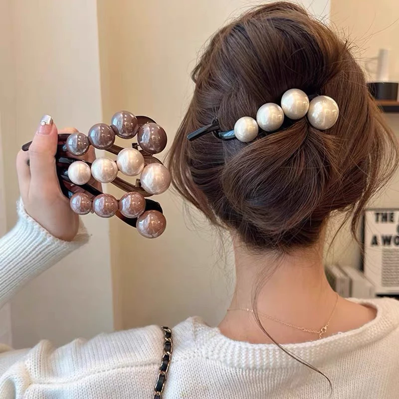 กิ๊บติดผมไข่มุก Pearl Twist Clip ขนาด 11cm. กิ๊บหนีบผม กิ๊บผม แฟชั่น