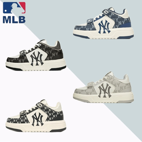MLB Chunky Linerคลาสสิกวินเทจเทรนด์แฟชั่นสบายน้ำหนักเบาสวมใส่กลางด้านบนคณะกรรมการรองเท้า Unisex แท้ 100%