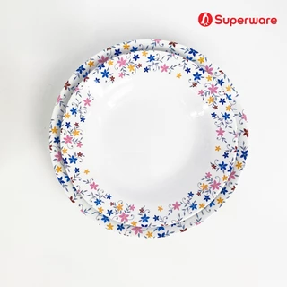 Srithai Superware จาน ชาม ถ้วย เมลามีน สำหรับใช้ ใส่อาหาร ลาย ดอกไม้ - Pink Ku ( พริ้ง-คุ)