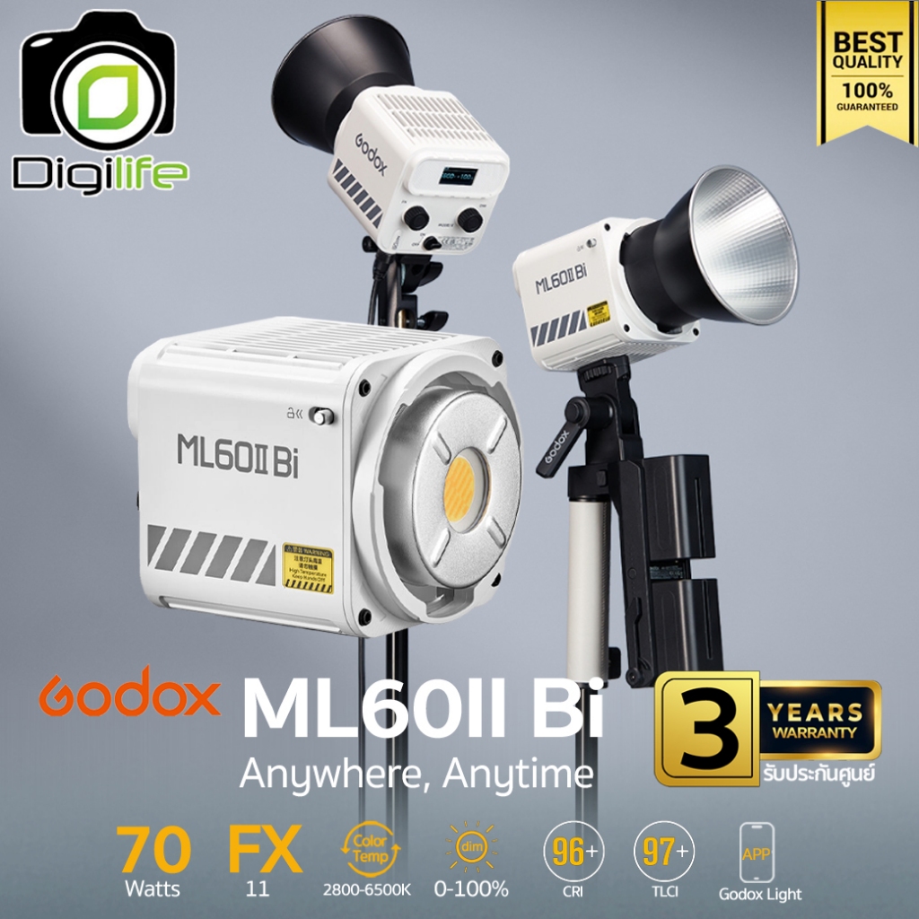 Godox LED ML60II Bi 70W Bi-Color 2800K-6500K - Godox Mount - รับประกันศูนย์ Godox Thailand 3 ปี / Digilife