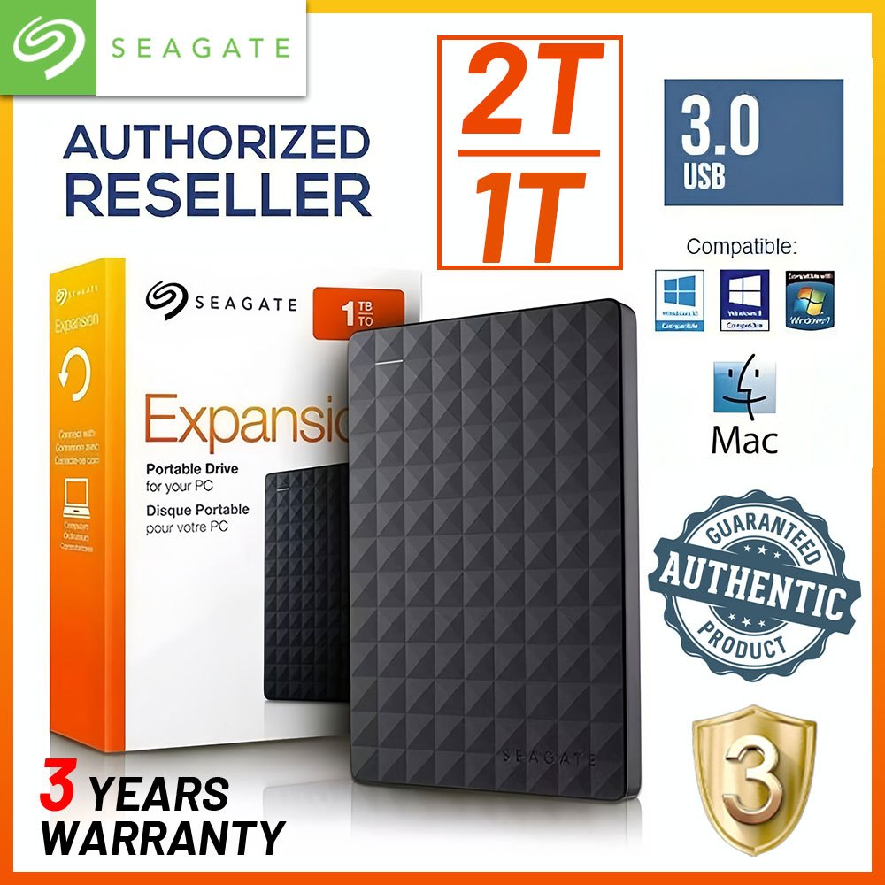 Seagate ฮาร์ดดิสพกพา 2TB 2.5" USB 3.0 external harddisk 2TB/1TB ฮาร์ดไดรฟ์คุณภาพสูง รับประกัน 3 ปี