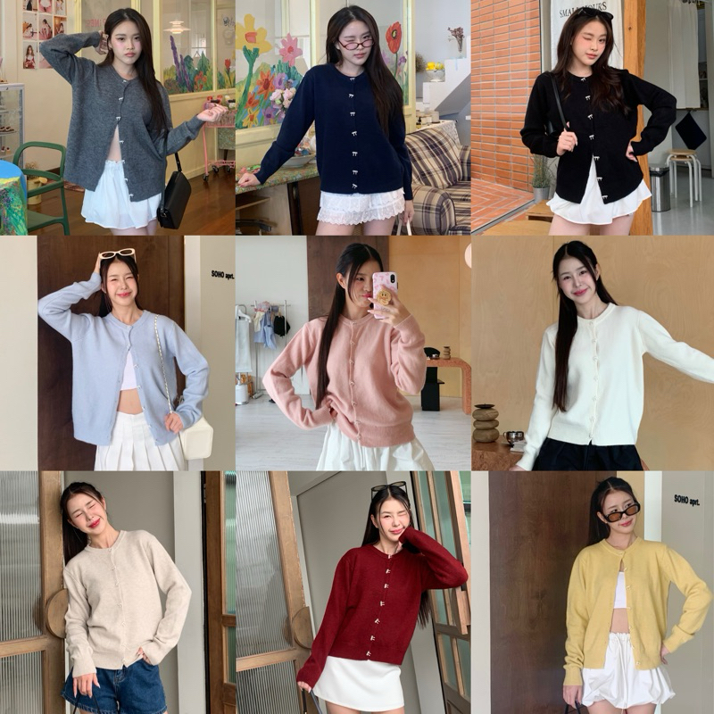 “C4280” Bowie Cardigan คาดิแกนกระดุมโบว์