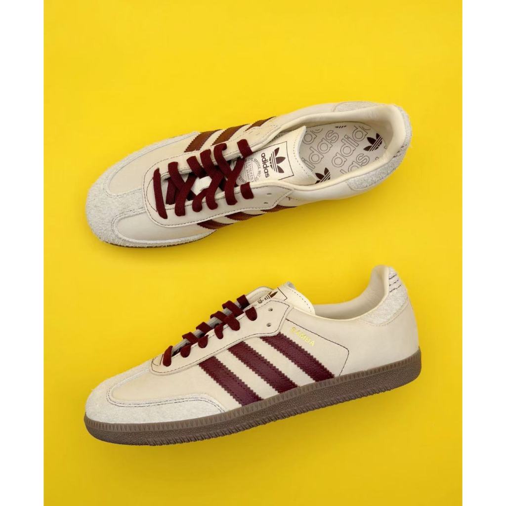 Adidas originals SAMBA แฟชั่นร้อยสบายน้ำหนักเบาสวมใส่ป้องกันการลื่นไถลรองเท้าบอร์ดต่ำ Unisex แท้ 100%