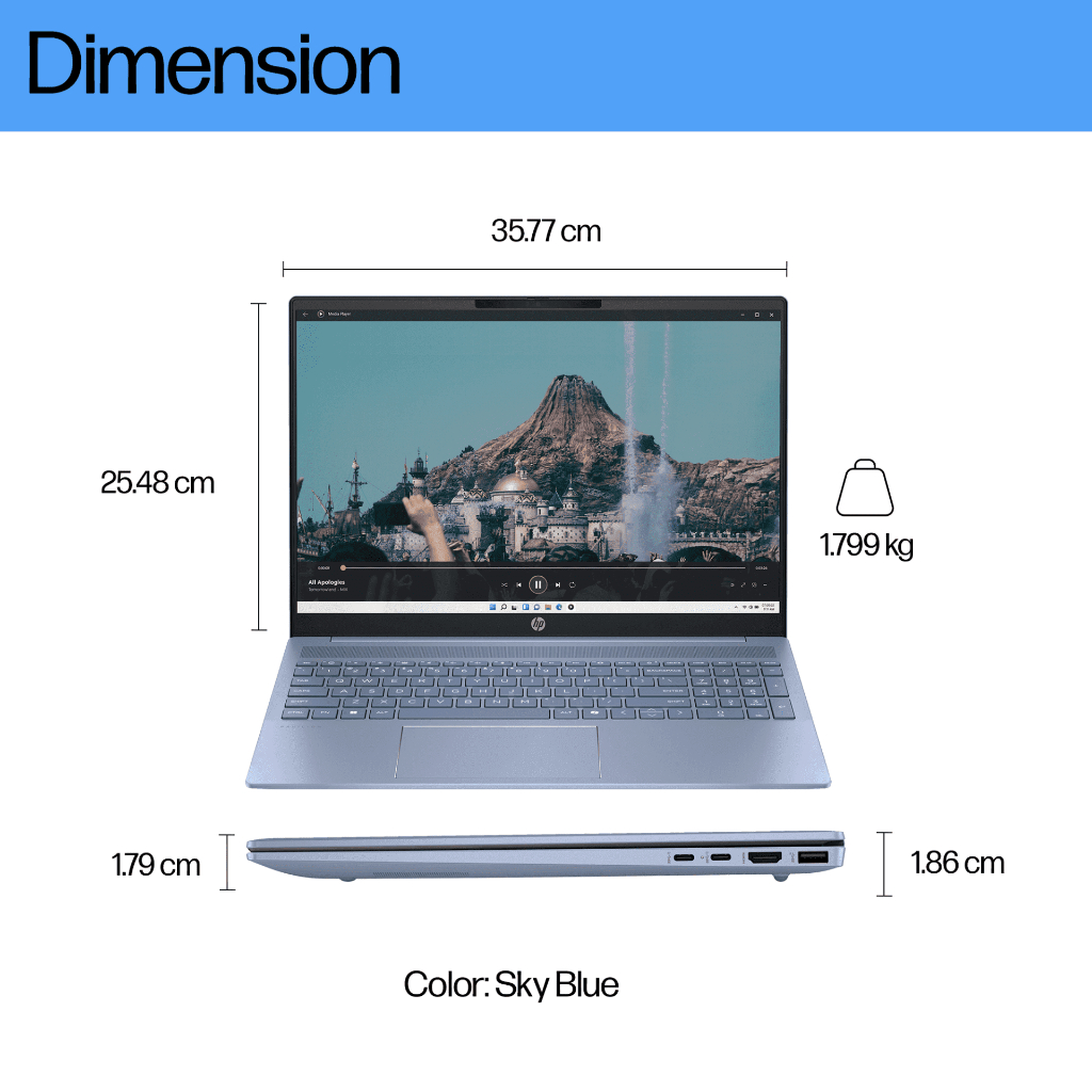 [จอใหญ่ 16" WUXGA] HP Pavilion 16 | Ryzen7-8840U | AMD Radeon | 16GB/512GB | Win11+MS21 16-ag0029AU
