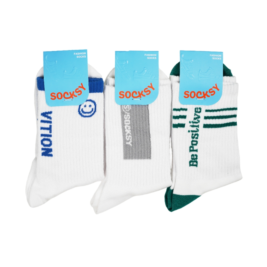Socksy ถุงเท้าแฟชั่น Street ข้อยาว รุ่น KM-004 คละสี (แพ็ค 3คู่)