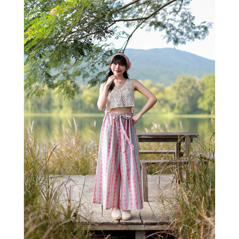 Beaming pants-Pink-ตัวนี้ใส่สบายมาก ทรงทิ้งตัวผ้าพริ้วไหว ใส่แล้วไม่พองเลย