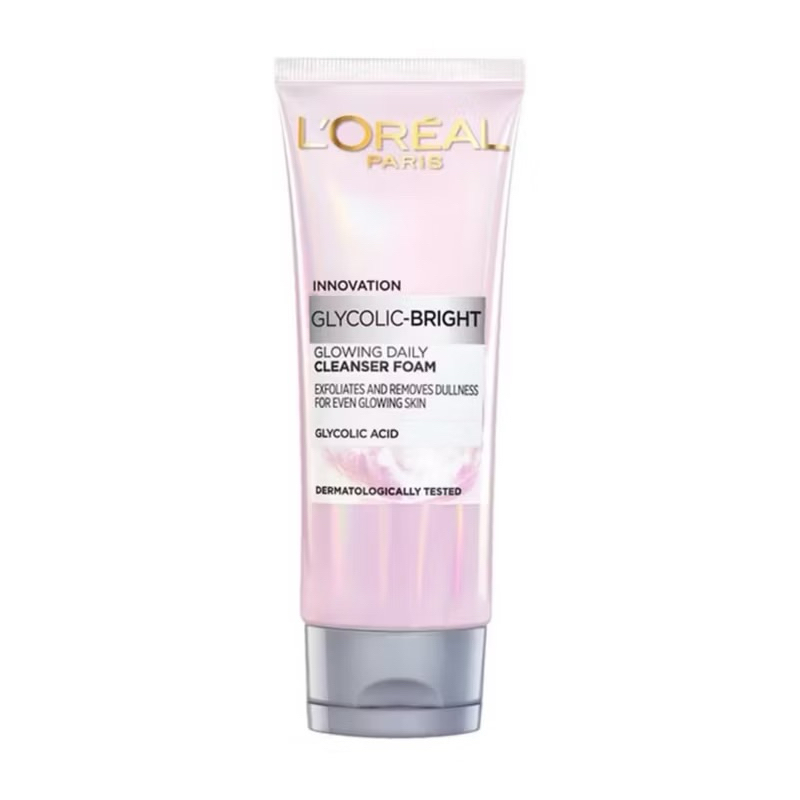 L'ORÉAL ลอรีอัล loreal PARIS Glycolic-Bright Glowing Daily Cleanser Foam ผลิตภัณฑ์ทำความสะอาดผิวหน้า 100ml