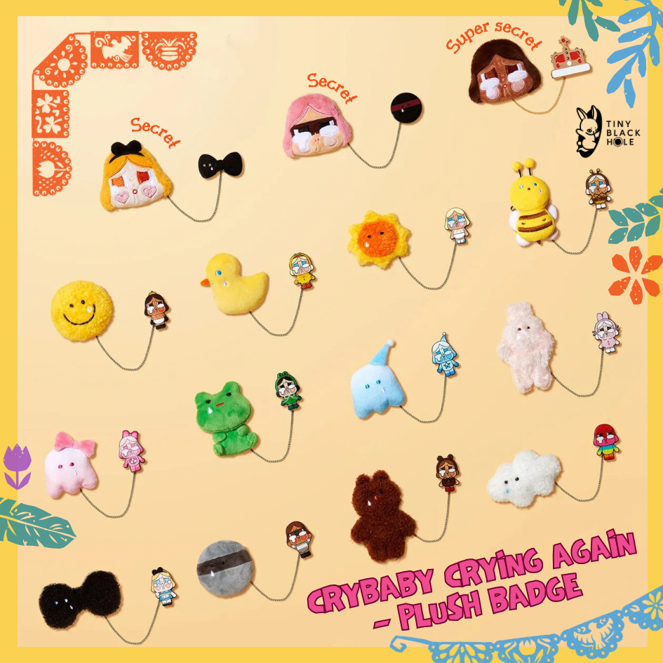 [พร้อมส่ง แบบสุ่ม] POP MART CRYBABY Crying Again Series-Plush Badge เข็มกลัดติดกระเป๋า