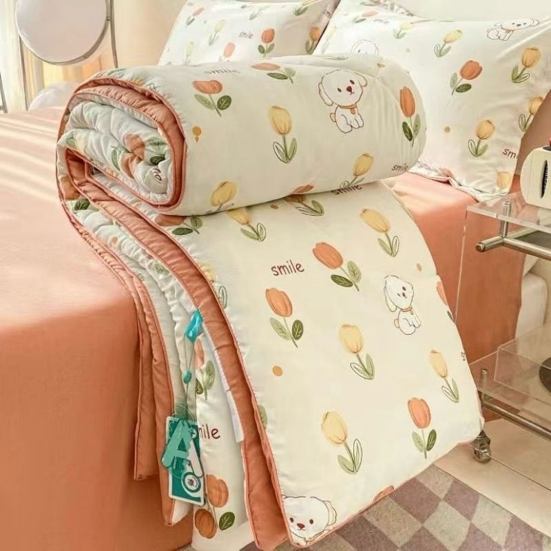 ผ้าห่มใยถั่วเหลือง ผ้าห่มห้องแอร์ งานพรีเมี่ยม มีกุ๊นขอบ ลายใหม่