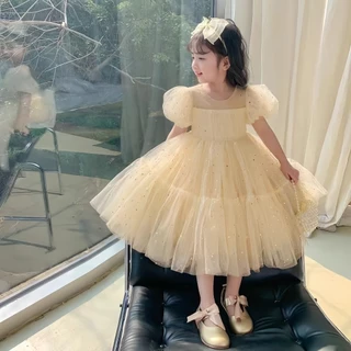ชุดเดรสเด็กผู้หญิง ชุดเดรสแขนพัฟ เหมาะกับงานวันเกิด สําหรับเด็กผู้หญิง นุ่มสบายสบาย
