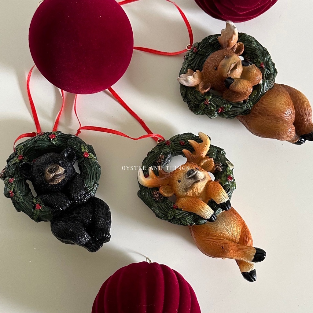 หรีดรูปสัตว์สำหรับประดับต้นคริสต์มาส | Wreath ornament | Christmas | Oyster and Things.