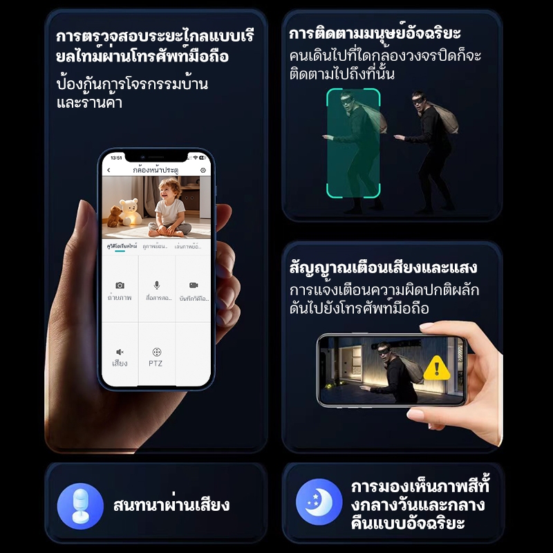 PHILIPS กล้องวงจรปิด wifi กล้องไร้สาย กล้องวงจรปิดภายนอก CCTV 8MP IP Camera สีเต็ม กันน้ำ ชัดกลางวัน-กลางคืน พูดโต้ตอบได