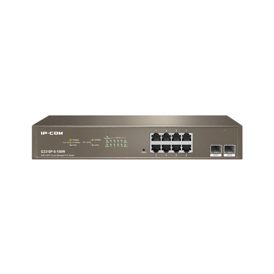 (ประกัน 3ปี) IP-COM G3310P-8-150W 8GE+2SFP Cloud Managed PoE Switch สวิตช์ สวิตช์ PoE - HITECHUBON