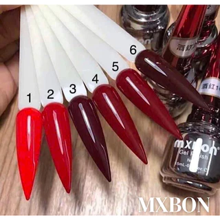 สีเจลโทนสีแดง MXBON สีทาเล็บเจลเฉดสีแดง แดงสด แดงเข้ม แดงเลือดนก โทนแดงครบ