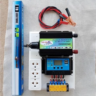 ชุดนอนนา3000W mini-F ชาร์จเจอร์30A โซล่าเซลล์ แสงอาทิตย์ ใช้ไฟฟรี แปลงไฟ12V to 220V ร้านในไทย