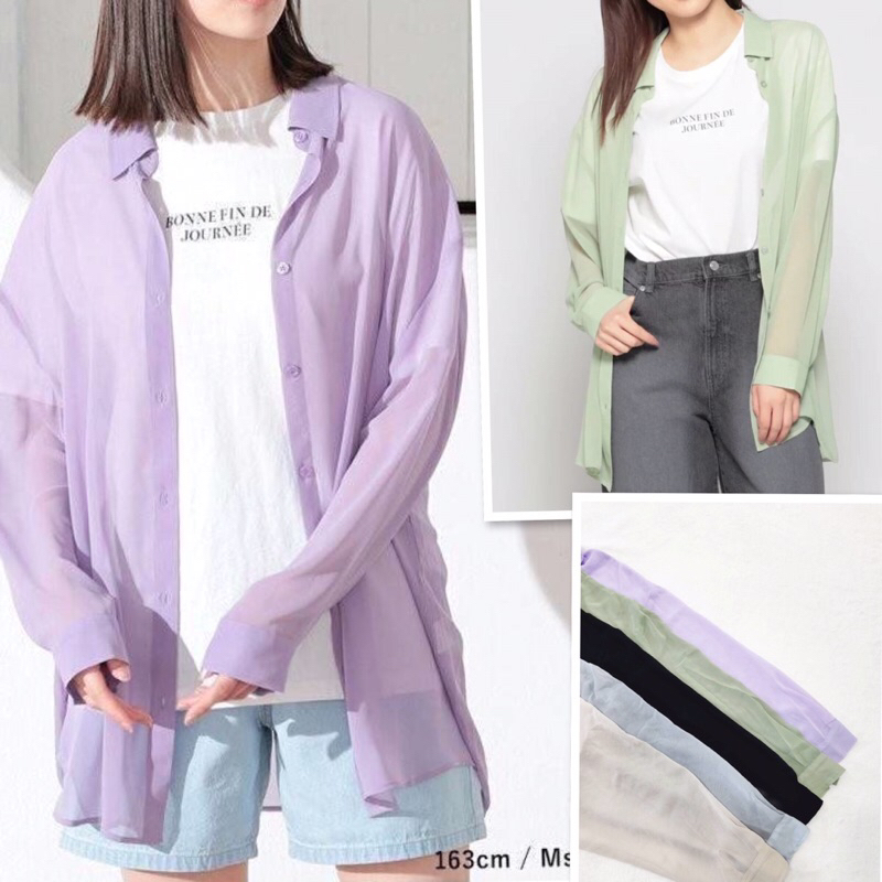 Colza เสื้อเชิ๊ต เนื้อผ้าซีทรู ผ้าเนื้อดี งานแท้ เกาหลีเกาใจ เป็นเสื้อเนื้อบางเบาใส่สบาย