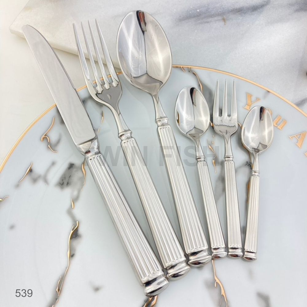 TwinFish 1ชิ้น ช้อนส้อมหรูหรา อุปกรณ์ใช้ทานอาหาร เกรดสแตนเลส304 รับประกันปลอดสนิม รุ่น539