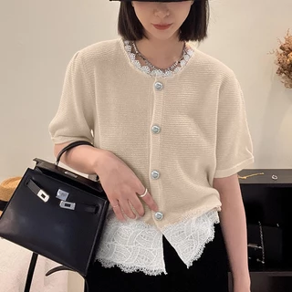 Fashion clothing เสื้อผู้หญิง เสื้อผ้าผู้หญิงงานเข้าใหม่ ดีเทลเป็นลูกไม้ตรงชายเสื้อและขอบคอ งานดี งานปัง งานสวยๆแบบนี้