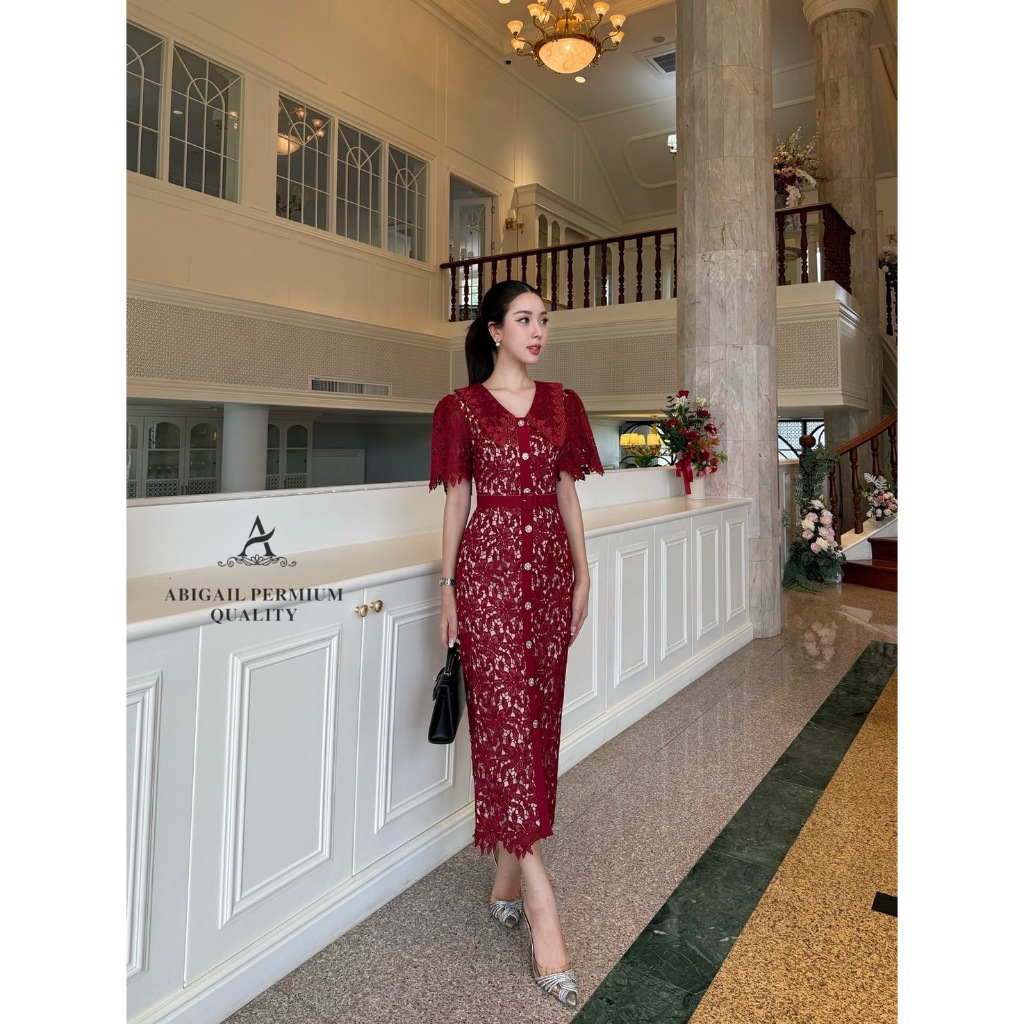 ABG133 ABIGAIL BRAND Dress ชุดเดรสยาวผ้าลูกไม้ [2PM]