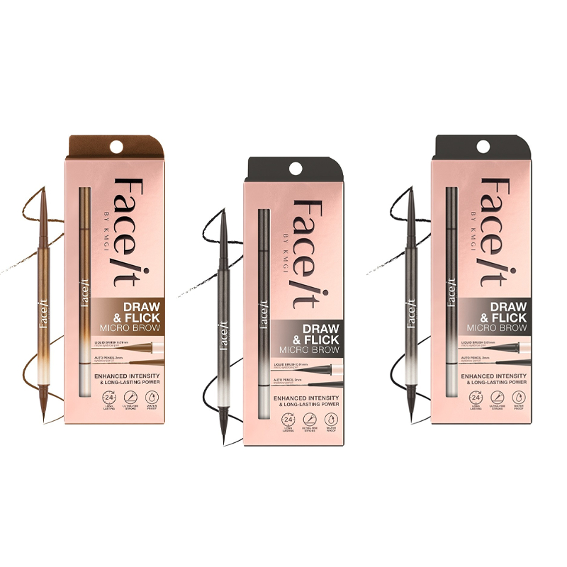 FACE IT Draw Flick Micro Brow เฟสอิท ดรอว์แอนด์ฟลิค ดินสอเขียนคิ้ว 2หัว กันน้ำ 0.07g+0.28ml