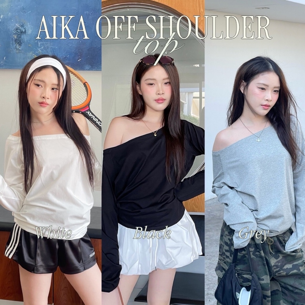 Choosedress A1988 Aika off shoulder top เสื้อเเขนยาวปาดไหล่