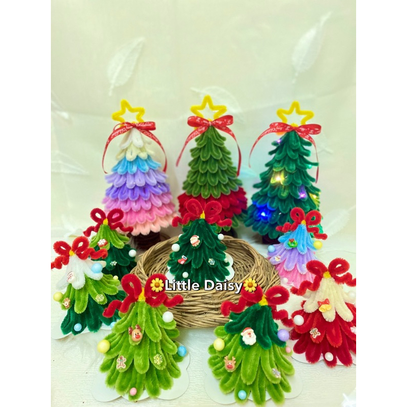 กิ้บคริสต์มาสติดไฟ งาน Handmade จากลวดกำมะหยี่