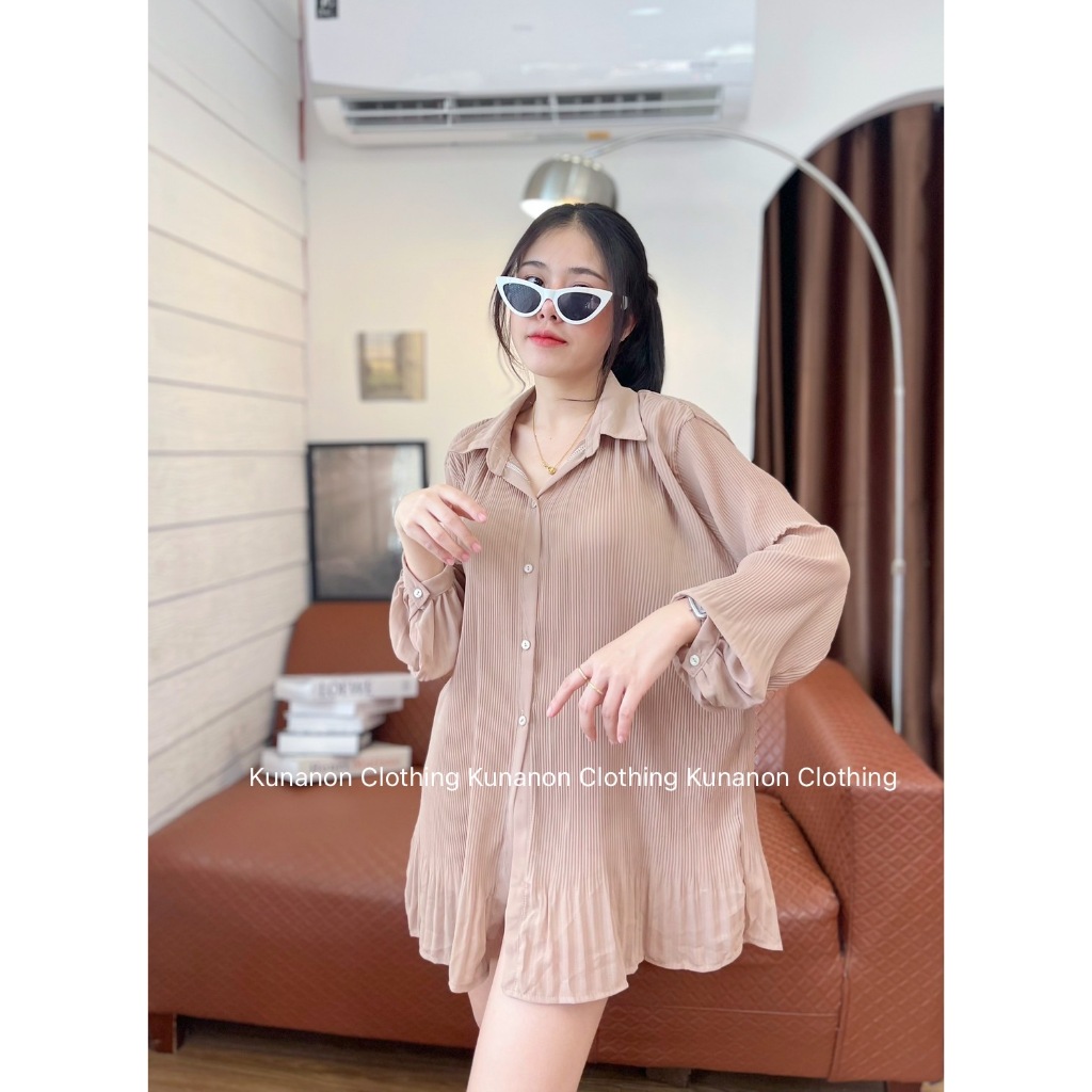 เดรสอัดพีส อก32-50” งานสวยมาก ผ้าชีฟอง อัดพลีททั้งตัว ทรงคอปกเชิ้ต ขายดีมาก งานสวยขายดี