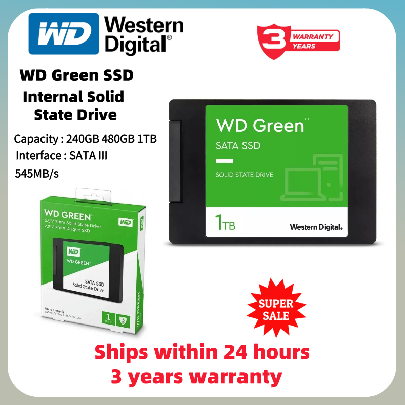WD GREEN SSD (เอสเอสดี) 480GB 1TB SATA III 2.5”For Notebook PC รับประกัน 3 ปี