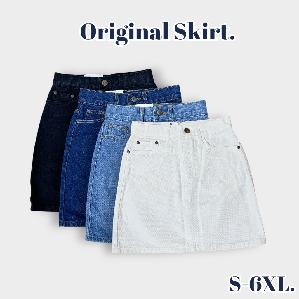 (พร้อมส่ง S-6XL)Fernfur Apparel. กระโปรงสั้น ทรงเอ ผ้าไม่ยืด ทรง original มี4สี เข้ม/อ่อน/ขาว/ดำ Big size