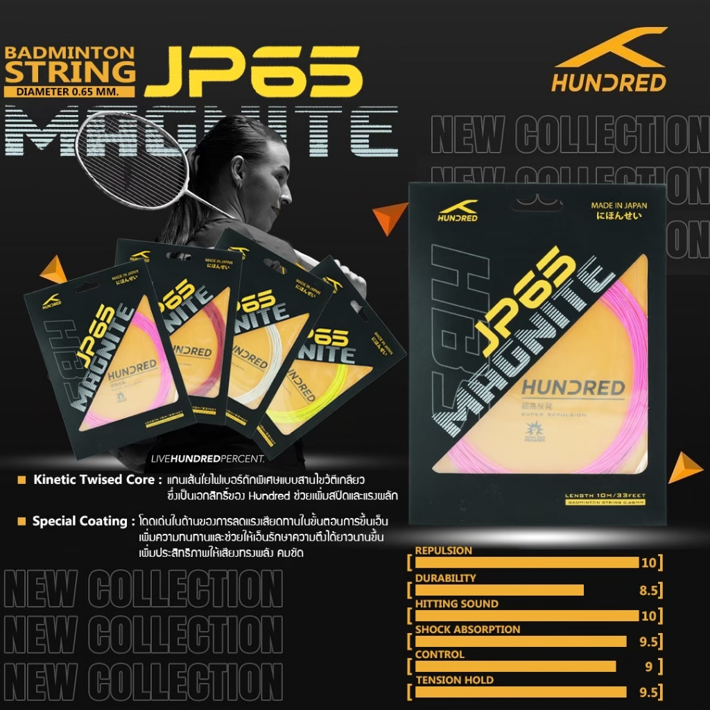 HUNDRED​ JP65 (HBAA-4M008) STRING เอ็นแบดมินตัน