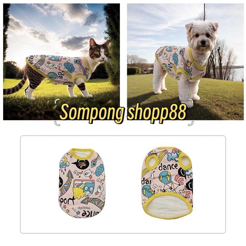 (มีโค้ดส่งฟรี❗️) <ยกโหล 12ตัว  > เสื้อน้องสุนัข แมว เสื้อสำลีแขนกุด  สินค้าใหม่ ลายน่ารักแฟชั่น 🔥พร้อมส่งทุกไซด์🔥 thumbnail 3