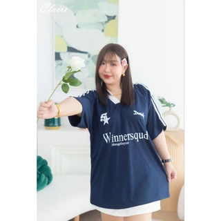 เสื้อกีฬาไซ์ใหญ่ คอวี ไหล่สโลป ทรงโอเวอร์ไซส์ อกหน้าผ้า 52" ความยาว 30 นิ้ว ผ้ากีฬาใส่สบาย
