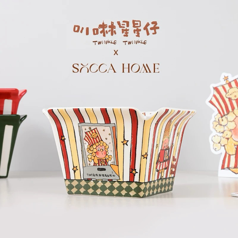 SOCCA HOME x TWINKLE TWINKLE ถังป็อปคอร์น ถังไก่ทอด เซรามิค ใช้กับไมโครเวฟได้ปลอดภัย