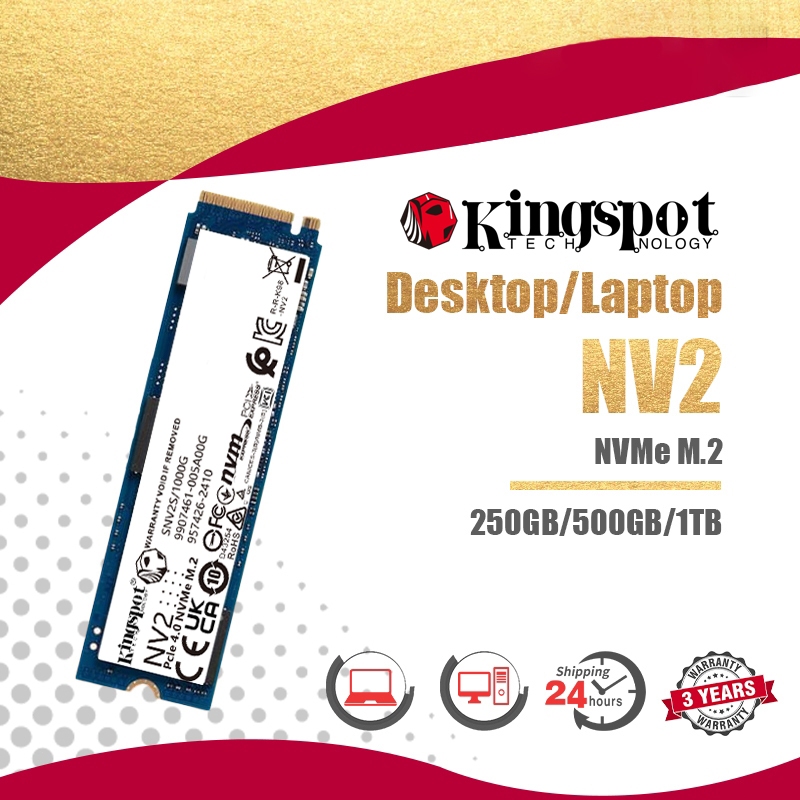 【Limited time discount】Kingspot 500GB SSD (เอสเอสดี) NV2 - PCIe 4.0 NVMe M.2 2280 (SNV2S/500G)