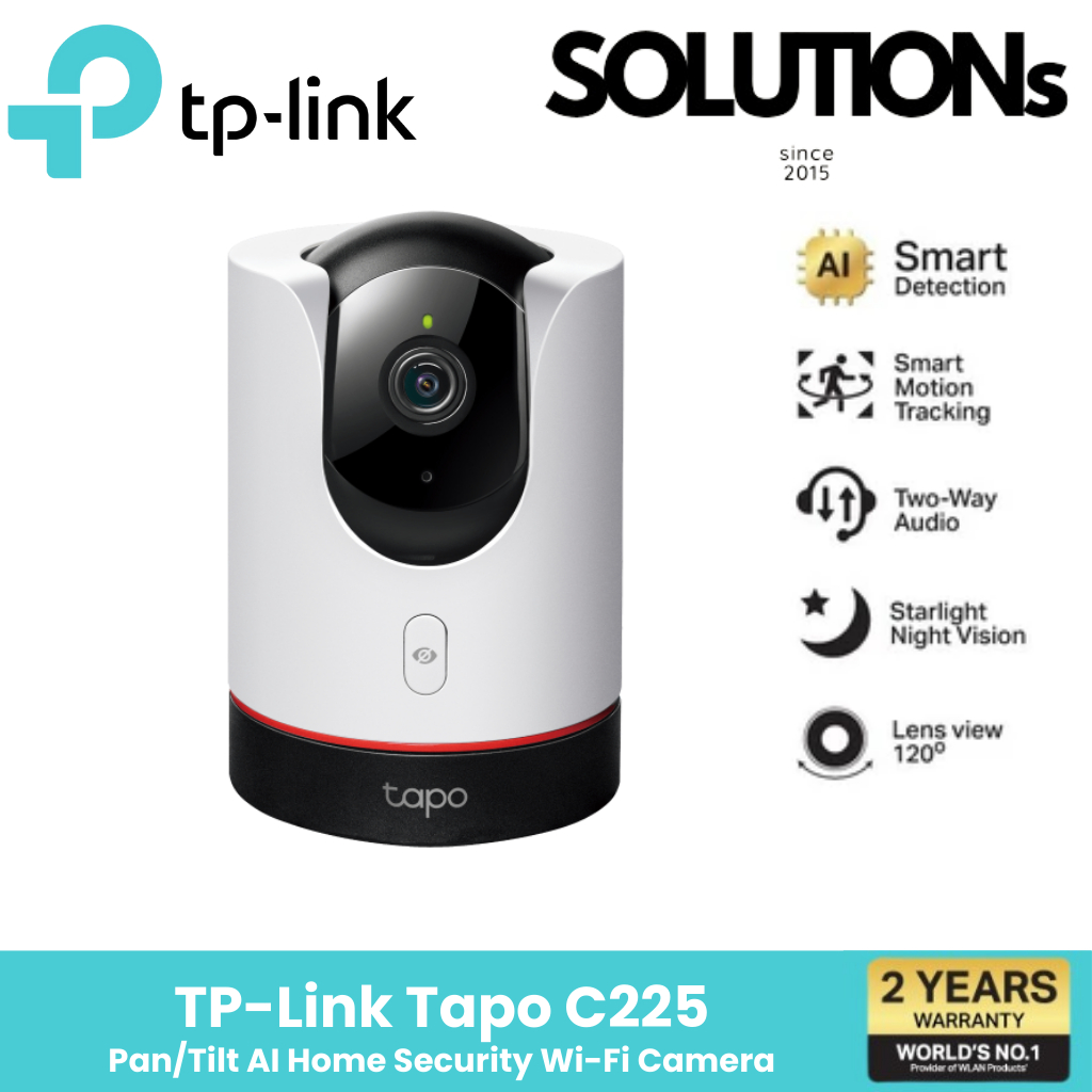 TP-Link Tapo C225 กล้องวงจรปิดไวไฟ 2K QHD Pan/Tilt มุมมอง 360° Smart AI ตรวจจับบุคคล สัตว์เลี้ยง ยานพาหนะ และแจ้งเตือน